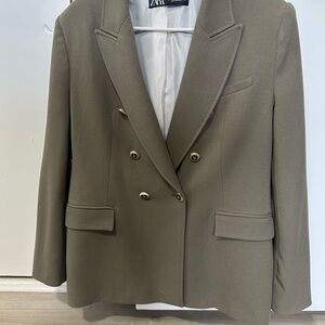 Zara Classic Button Blazer Olive